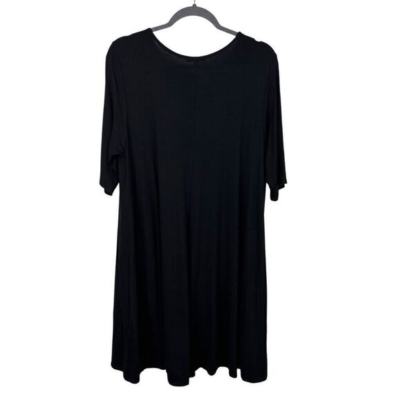 EILEEN FISHER Black Jersey Shift Dress Viscose Spandex Asymmetrical hem Size lar - Picture 4 of 4